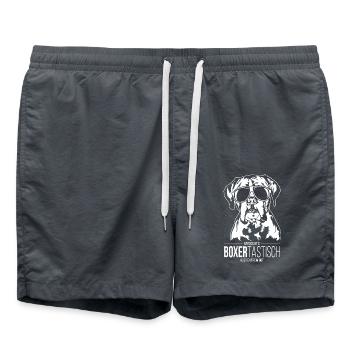 Boxertastisch Boxer Hund Hunde Wilsigns - Badeshorts - Anthrazit - Vorne - AI Model Male 185 light (185cm)