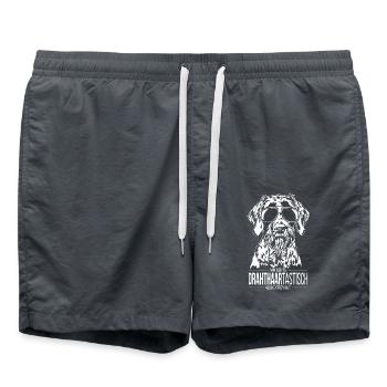 DRAHTHAARTASTISCH Deutsch Drahthaar Hunde Wilsigns - Badeshorts - Anthrazit - Vorne - AI Model Male 185 light (185cm)