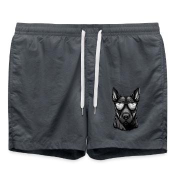 Doberman Hund Hipster Cool Party - Badeshorts - Anthrazit - Vorne - AI Model Male 185 light (185cm)
