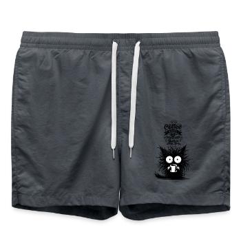 Kaffee Katze Koffein Büro Kollege Motivation Funny - Badeshorts - Anthrazit - Vorne - AI Model Male 185 light (185cm)