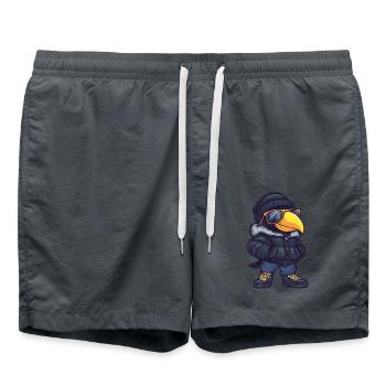 Toucan Bird Cool Comic - Swim Trunks - anthracite - Front - AI Model Male 185 light (185cm)