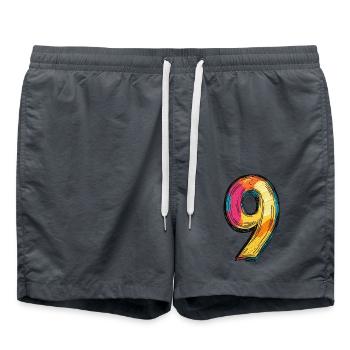 9 Number Colorful - Swim Trunks - anthracite - Front - AI Model Male 185 light (185cm)