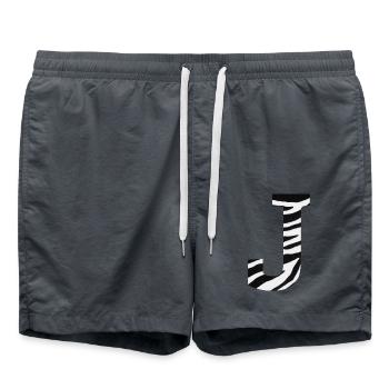 Buchstabe j zebra - Badeshorts - Anthrazit - Vorne - AI Model Male 185 light (185cm)