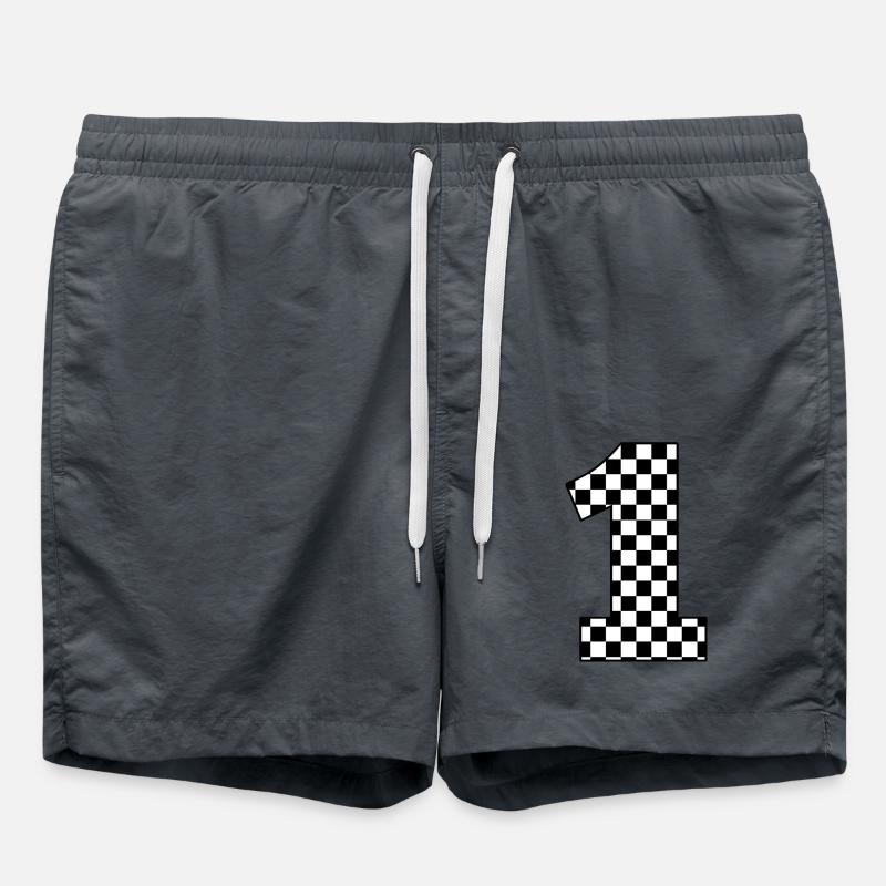 Number 1 checkered - Swim Trunks - anthracite