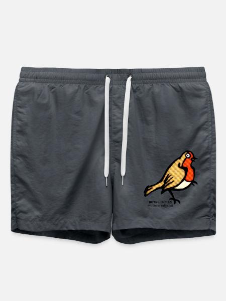 Rotkehlchen Erithacus rubecula Garten Vogel Party - Badeshorts - Anthrazit
