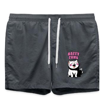 Le chat heureux, chat cute - Short de bain - charbon - Devant - AI Model Male 185 light (185cm)