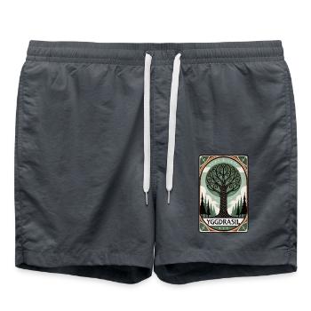 Yggdrasil Norse Tarot Card Style Design - Short de bain - charbon - Devant - AI Model Male 185 light (185cm)