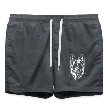 German Shepherd Cool Dogs Portrait Wilsigns - Swim Trunks - anthracite - Front - AI Model Male 185 light (185cm)