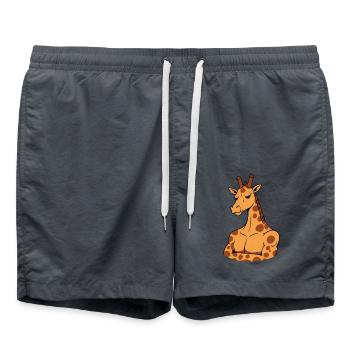 Giraffe with Muscles - Funny Comic Animal Fitness - Swim Trunks - anthracite - Front - AI Model Male 185 light (185cm)