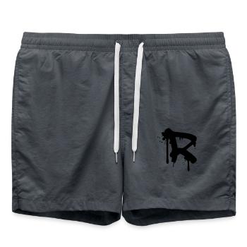 R Graffiti Tropfen Farbklex Spray - Badeshorts - Anthrazit - Vorne - AI Model Male 185 light (185cm)