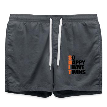 Si heureux que j’ai des jumeaux drôle de grossesse maternité - Short de bain - charbon - Devant - AI Model Male 185 light (185cm)
