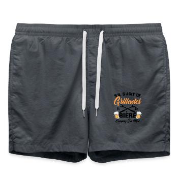 Cadeau Homme Drôle Barbecue Et Bière - Short de bain - charbon - Devant - AI Model Male 185 light (185cm)