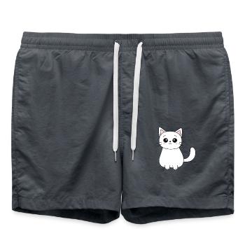Kawaii Cat Kitten Gift Ideas Christmas - Swim Trunks - anthracite - Front - AI Model Male 185 light (185cm)