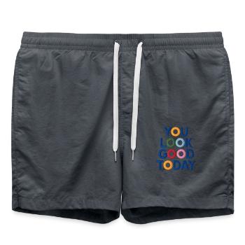 Du siehst heute gut aus bestickt - Badeshorts - Anthrazit - Vorne - AI Model Male 185 light (185cm)