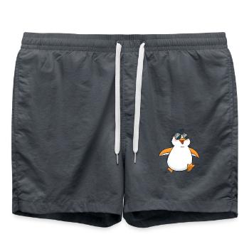 Pingouin élégant avec des pieds jaunes et des lunettes de soleil - Short de bain - charbon - Devant - AI Model Male 185 light (185cm)