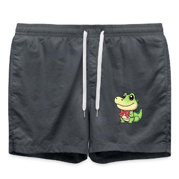 süßes Comic-Krokodil mit roter Krawatte - Badeshorts - Anthrazit - Vorne - AI Model Male 185 light (185cm)