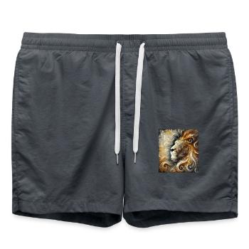 Abstract Lion - Swim Trunks - anthracite - Front - AI Model Male 185 light (185cm)