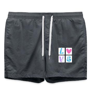 'LOVE' Pop Art Design mit Buchstaben und Herz - Badeshorts - Anthrazit - Vorne - AI Model Male 185 light (185cm)