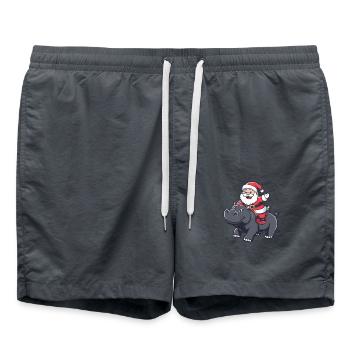 Hippopotamus Santa Claus Cartoon - Swim Trunks - anthracite - Front - AI Model Male 185 light (185cm)