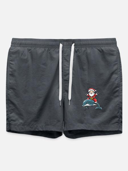 Dolphin Santa Claus Cartoon - Swim Trunks - anthracite