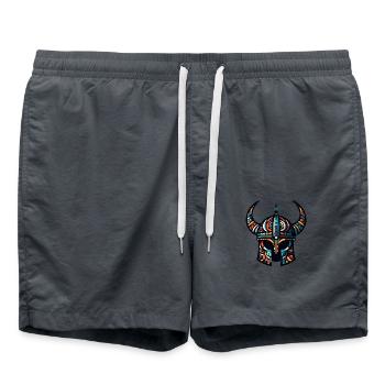 Wikingerhelm mit abstraktem Muster - Badeshorts - Anthrazit - Vorne - AI Model Male 185 light (185cm)