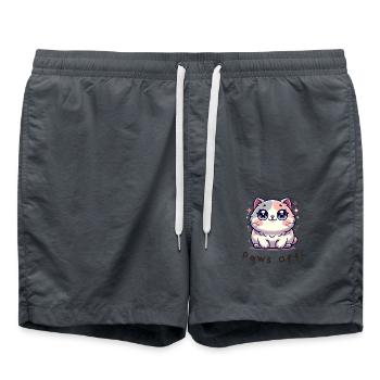 Paws Off! – Lustiges Katzen Shirt - Badeshorts - Anthrazit - Vorne - AI Model Male 185 light (185cm)