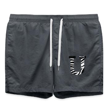 Lettre u zèbre - Short de bain - charbon - Devant - AI Model Male 185 light (185cm)
