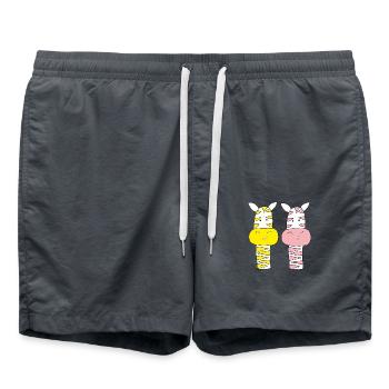 Zebra Couple Pink and Yellow - Swim Trunks - anthracite - Front - AI Model Male 185 light (185cm)