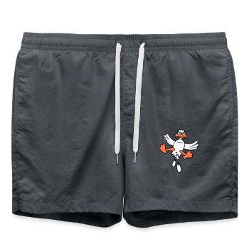 Ente Vogel fliegt Kot Angriff von oben Attacke Fun - Badeshorts - Anthrazit - Vorne - AI Model Male 185 light (185cm)