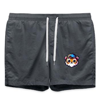 Kawaii Tiger Head with Cap - Swim Trunks - anthracite - Front - AI Model Male 185 light (185cm)