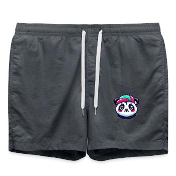Tête de Mignon Panda Kawaii avec casquette - Short de bain - charbon - Devant - AI Model Male 185 light (185cm)
