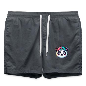 Little Panda Head with Cap - Swim Trunks - anthracite - Front - AI Model Male 185 light (185cm)