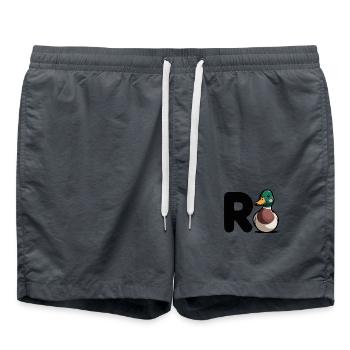 Witziges Enten-Shirt – Buchstaben Cartoon Design - Badeshorts - Anthrazit - Vorne - AI Model Male 185 light (185cm)