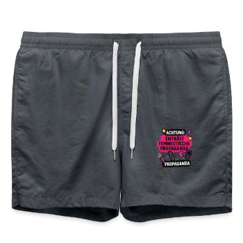 Achtung: Enthält feministische Propaganda - Badeshorts - Anthrazit - Vorne - AI Model Male 185 light (185cm)