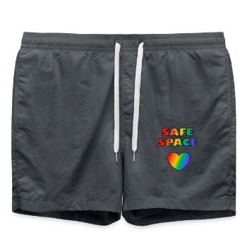 LGBT Safe Space Regenbogenherz - Badeshorts - Anthrazit - Vorne - AI Model Male 185 light (185cm)