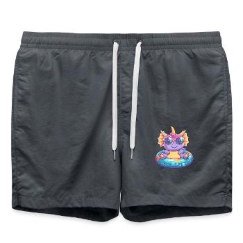 Dinosaur triceratops Comic Cool - Swim Trunks - anthracite - Front - AI Model Male 185 light (185cm)