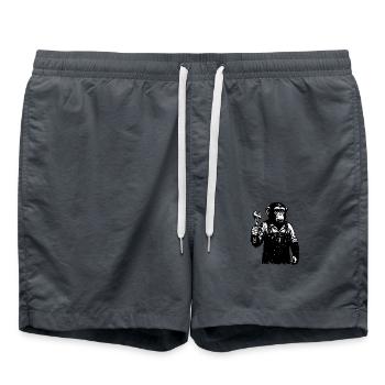 Travailleur singe de la fête du Travail - Short de bain - charbon - Devant - AI Model Male 185 light (185cm)