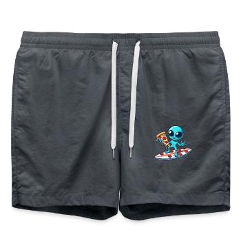 Surfeur extraterrestre cool avec pizza - Short de bain - charbon - Devant - AI Model Male 185 light (185cm)