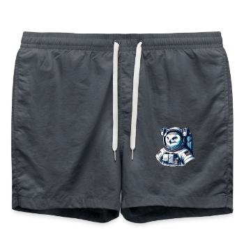 Schneeeule im Weltraum: Astronauten-Mission - Badeshorts - Anthrazit - Vorne - AI Model Male 185 light (185cm)