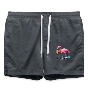 Flamingo Snowboarder Fast Food Burger - Short de bain - charbon - Devant - AI Model Male 185 light (185cm)