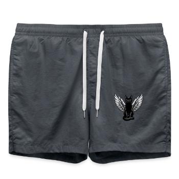 Schwarze Katze als Dark Angel - Badeshorts - Anthrazit - Vorne - AI Model Male 185 light (185cm)