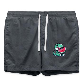 T-Rex mignon avec des fruits d’été de dessin animé de pastèque - Short de bain - charbon - Devant - AI Model Male 185 light (185cm)