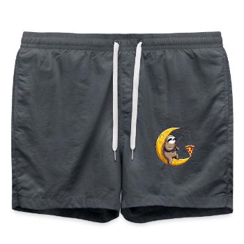 Sloth Angler Moon Pizza Space - Swim Trunks - anthracite - Front - AI Model Male 185 light (185cm)