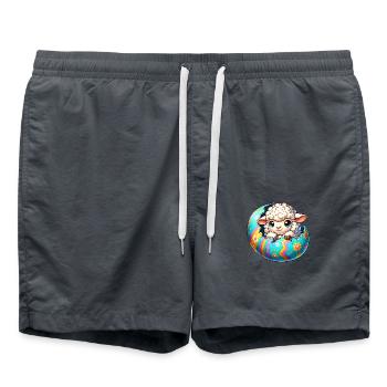 Colorful Lamb Hatching from Easter Egg Cartoon - Swim Trunks - anthracite - Front - AI Model Male 185 light (185cm)