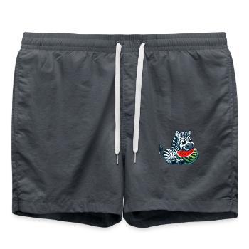 Zebra with watermelon fruity funny - Swim Trunks - anthracite - Front - AI Model Male 185 light (185cm)