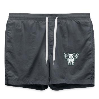 Hausschwein Engel Silhouette mit Flügeln - Badeshorts - Anthrazit - Vorne - AI Model Male 185 light (185cm)