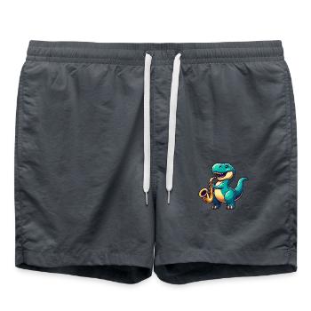 T-Rex Dinosaur Jazz Saxophone Music - Swim Trunks - anthracite - Front - AI Model Male 185 light (185cm)