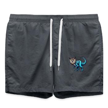 T-Rex Eule Fusion Fabeltier Design - Badeshorts - Anthrazit - Vorne - AI Model Male 185 light (185cm)