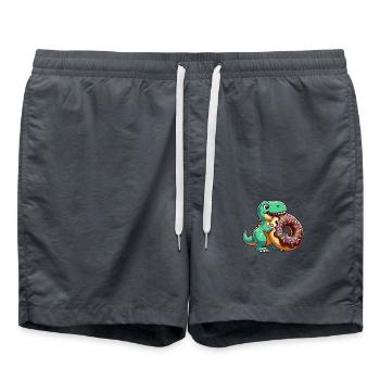 Dino T-Rex Schokoladendonut Süßigkeiten Nachtisch - Badeshorts - Anthrazit - Vorne - AI Model Male 185 light (185cm)