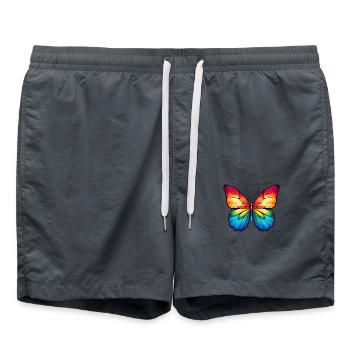 Butterfly Rainbow Colors Nature - Swim Trunks - anthracite - Front - AI Model Male 185 light (185cm)